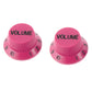 two hot pink volume knobs