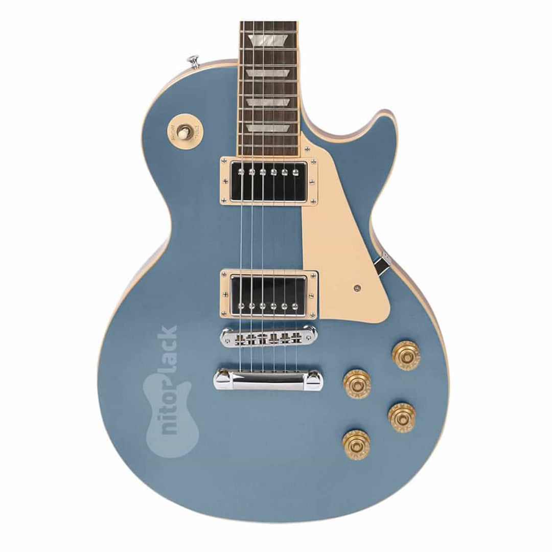 pelham blue spray painted guitar