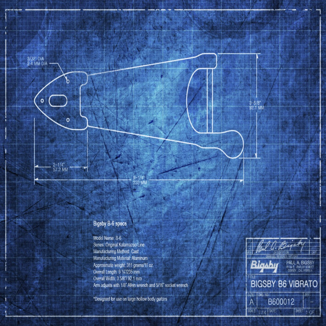 B6 Vibrato Tailpiece schematic