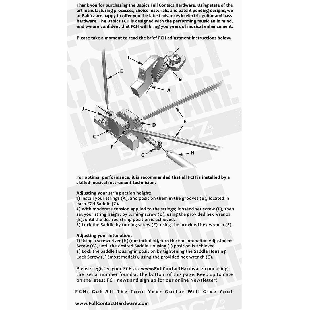 second page FCH bass bridge instructions