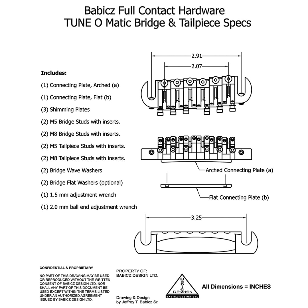 schematic for black TUNE-O-MATIC STYLE BRIDGE and tailpiece