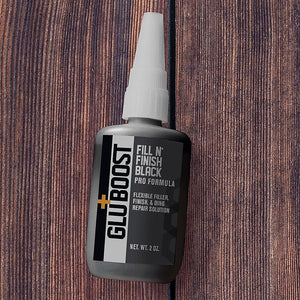 LT-1135-000 - GluBoost® Fill N' Finish Black, fórmula profesional, flexible, 2 oz. botella