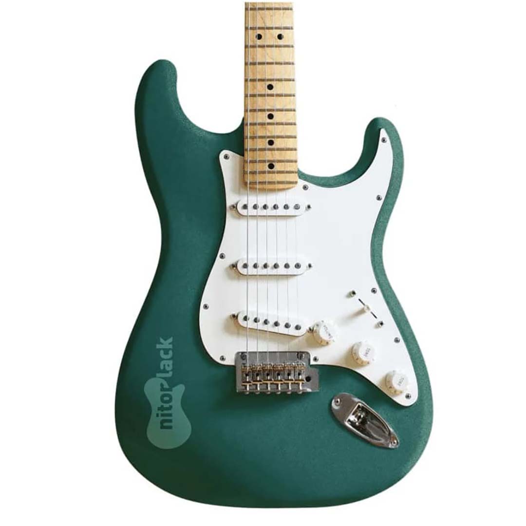 Sherwood Green spray painted guitar